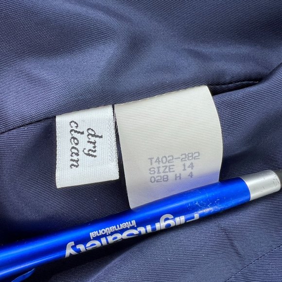 Vintage Pendleton Wool Blazer Navy Blue Coat 1 button Jacket Women Suit Size 14 - Picture 13 of 13